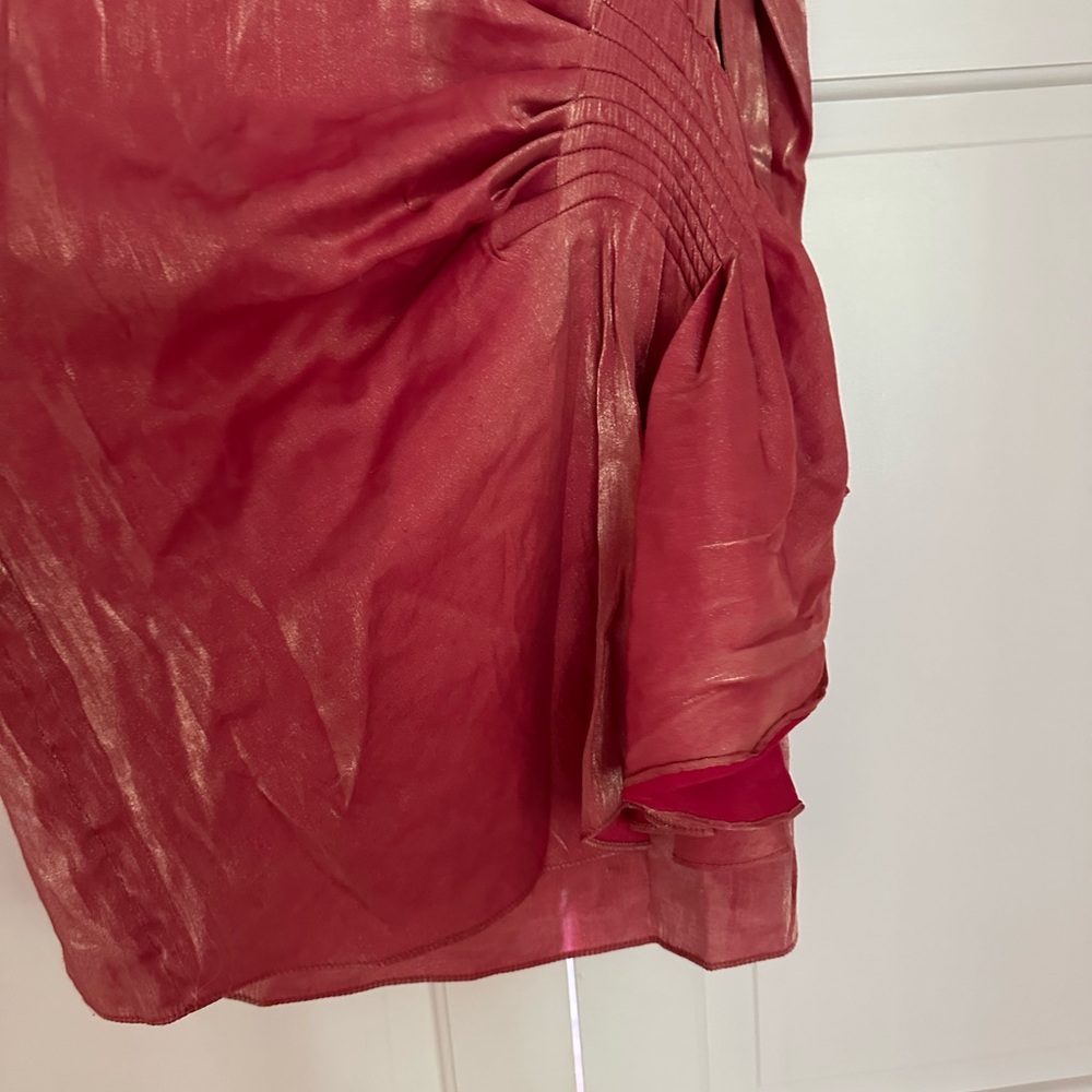 Elliatt ‘Golden’ Dress S metallic puff sleeve orange pink gold fall vibes - Picture 8 of 9